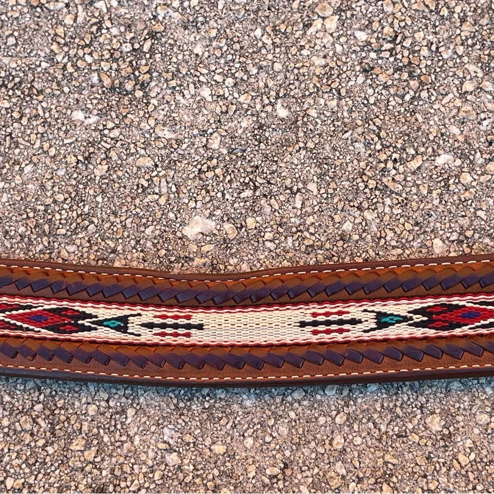 Tony Lama Belt Laced Edge Leather Rodeo Cowboy Western Faded Sz 40
